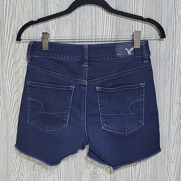 American Eagle Hi-Rise Shortie, Dark Wash Jean Shorts, Women's 4 - Picture 2 of 10